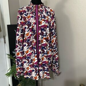RUNGOLEE Brooklyn full sleeve blouse 100% silk smocked neck and wris Women’s L